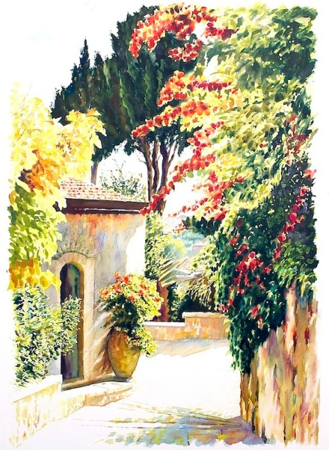 BENI GASSEBAUER     Autumn light   57x76cm, watercolor, 1600$