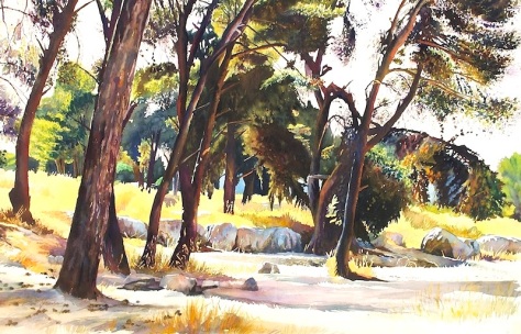 BENI GASSEBAUER   Hurshat Hayareah   103x67cm, watercolor, 2100$