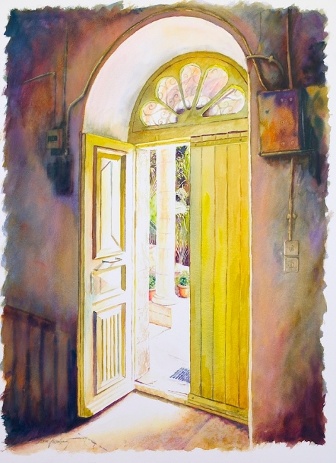 BENI GASSEBAUER   Mikael’s entrance  57x76cm, watercolor, 1600$