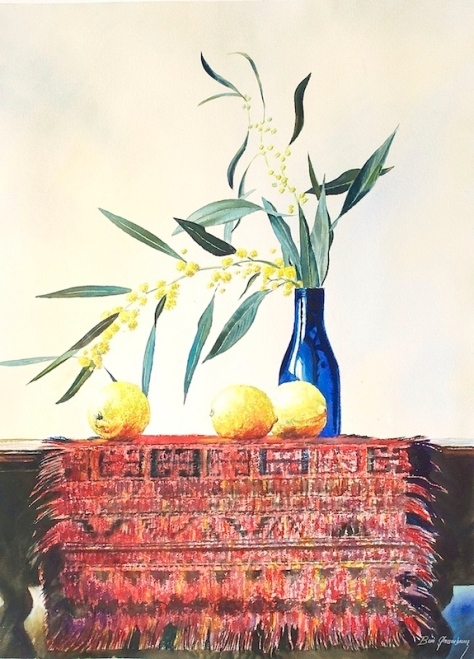 BENI GASSEBAUER     Mimosas   57x76cm, watercolor, 1600$