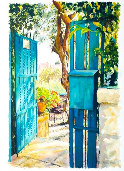 BENI GASSEBAUER     Toward the garden  57x76cm, watercolor, 1600$