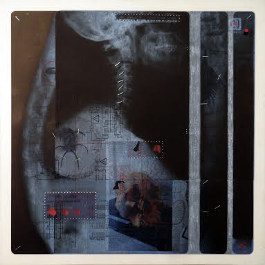 Fabrice JAC ÂMETMOSPHÈRE 05 I 2014 Collage sur plaque de médium, technique mixte. 48 x 48 cm. 400 euros