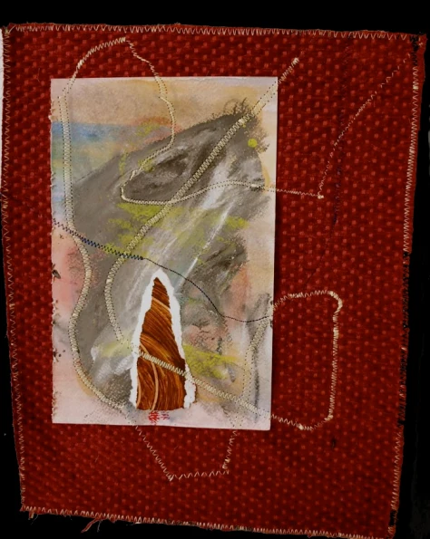 Sitan Adele K    Choré-graphie 3 Papier, Aquarelle, Acrylique, fil, velours 26x34cm 80gr 250€ Sitan Adèle K 2014